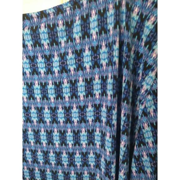 Rafaella Woman 3X Blouse Blue Aztec Western Argyle Wide 3/4 Sleeve Front Tie - Picture 8 of 9